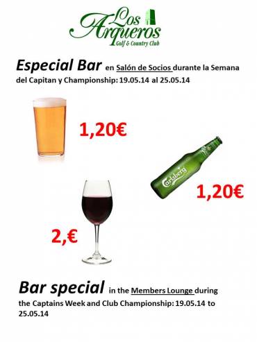 Bar special at Los Arqueros Golf